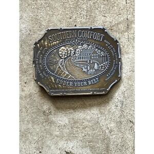 Vtg 1980s Southern Comfort Whiskey SoCo Drinker Cowboy Cowgirl Belt Buckle